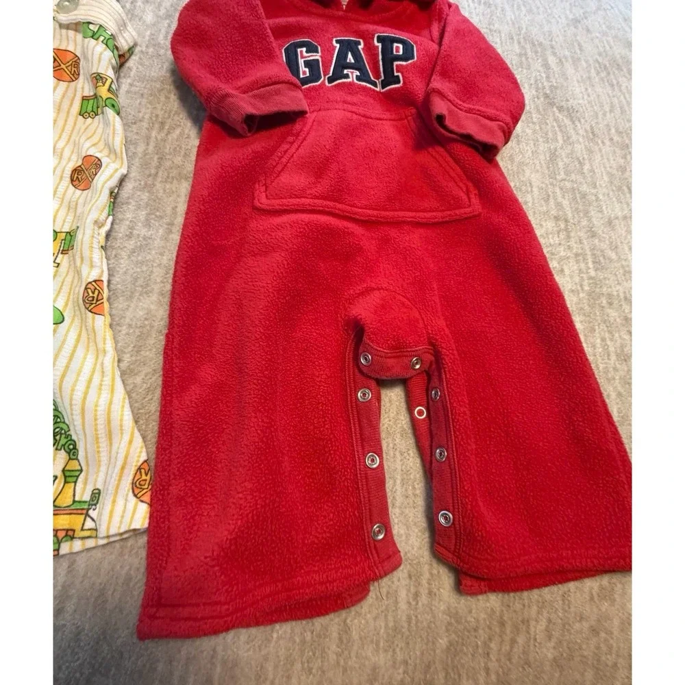 Y2K Baby‎ Gap Fleece Romper 6-12M + Vintage Train Overalls 18M Outfit Lot